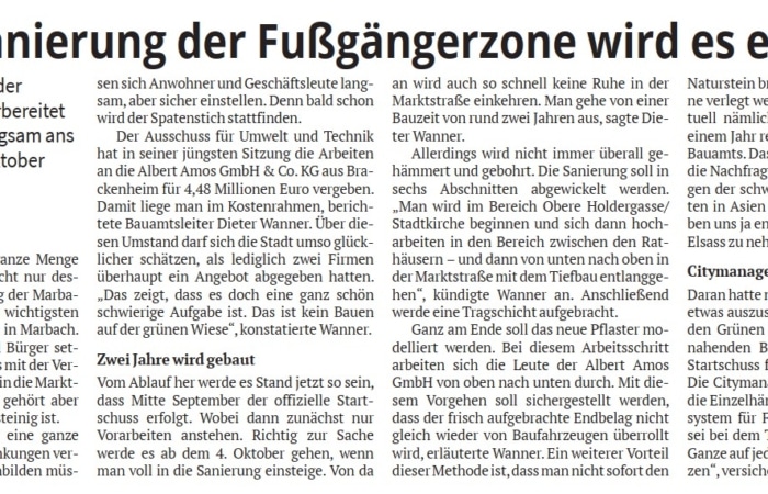 19.07.2021 Bei der Sanierung der Fußgängerzone wird es ernst