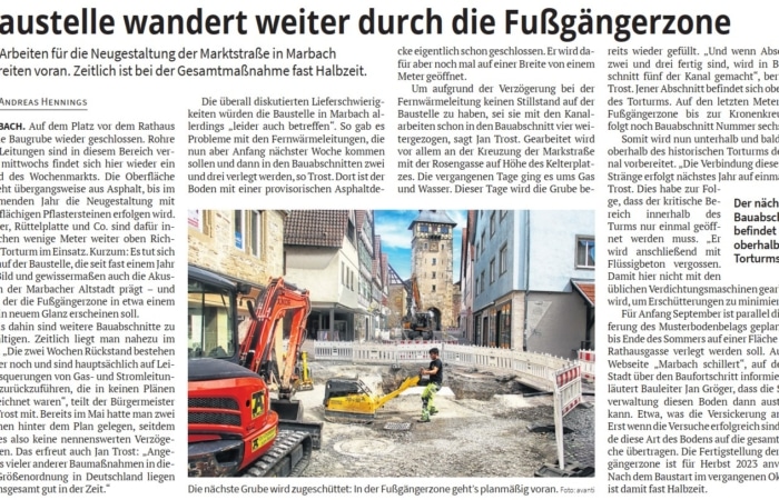 25.08.2022 Baustelle wandert weiter durch die Fußgängerzone