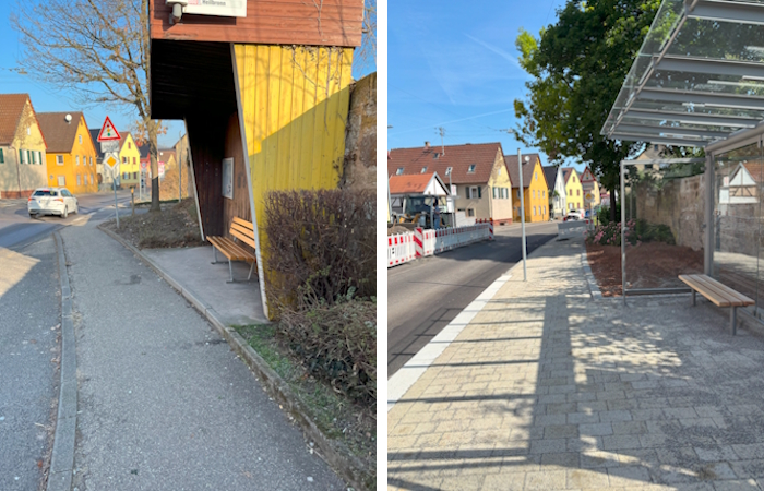 Bushaltestelle Brackenheim-Dürrenzimmern vorher-nachher